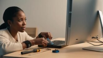 Person upgrading a computer with basic tools on a desk, representing affordable ways to boost PC performance through budget-friendly hardware improvements.